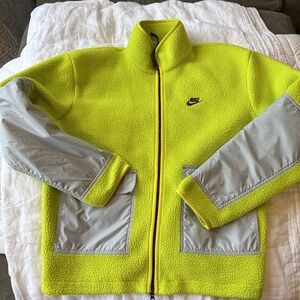 Nike Day Glow Fleece Jacket Vintage SZ L Yellow